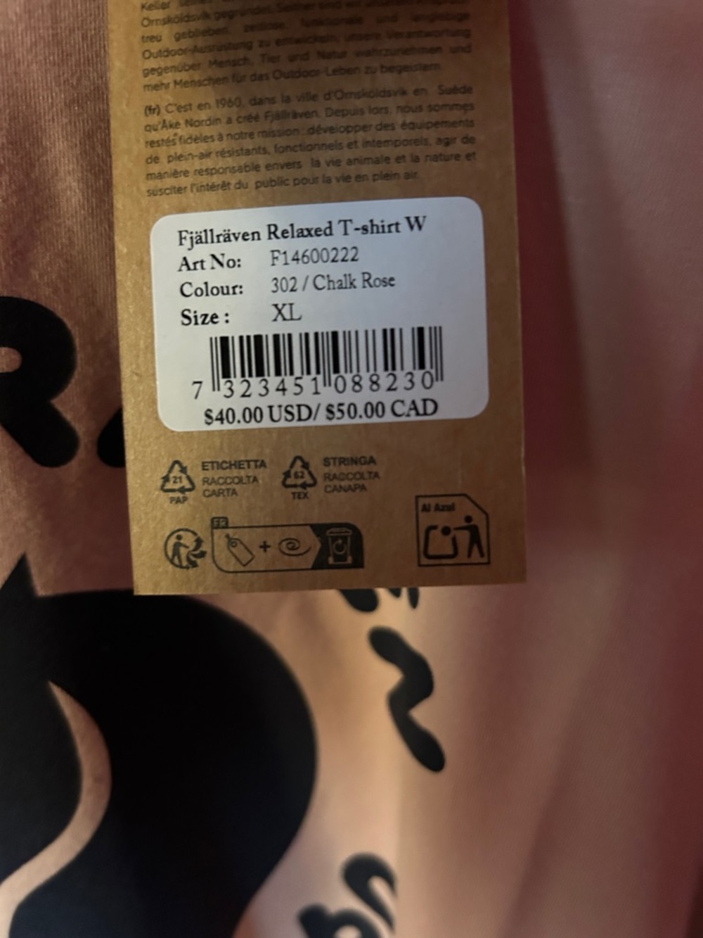 Fjällräven Women's Dusty Pink Logo Tee - Picture 7 of 10